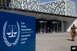 FILE - The exterior view of the International Criminal Court are pictured in The Hague, Netherlands, March 31, 2021.