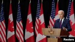 U.S. President Joe Biden speaks during a joint news conference with Canadian Prime Minister Justin Trudeau, in Ottawa, Ontario, Canada, March 24, 2023. 