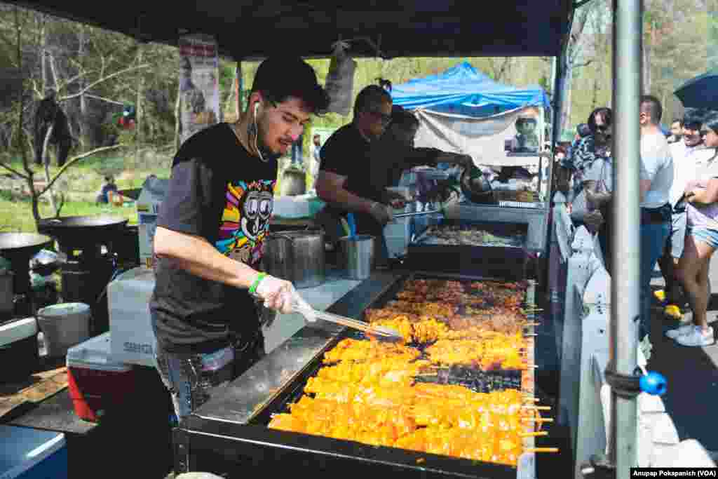 People participated in Songkran Festival at WAT Thai Washington. D.C, April 16, 2023.
