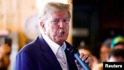 Donald Trump en campagne à Des Moines, dans l'Iowa, le 12 août 2023.