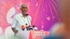 Maldives President-elect Mohamed Muizzu of the People's National Congress (PNC) party delivers a speech during a gathering with supporters following the country's presidential election, in Male on Oct. 2, 2023.