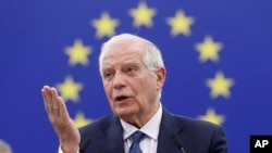 호세프 보렐 유럽연합(EU) 외교·안보 정책 고위 대표가 지난 15일 유럽의회에서 진행된 우크라이나 전쟁 발발 1주년 관련 회의에서 발언하고 있다. (자료사진)