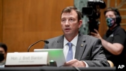FILE - Architect of the Capitol J. Brett Blanton speaks during a Senate Appropriations Subcommittee hearing on April 21, 2021 at the U.S. Capitol in Washington.