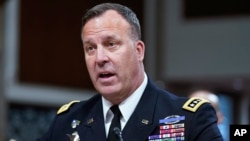 General Michael E. Kurilla testifies during a Senate committee hearing March 16, 2023, on Capitol Hill in Washington.