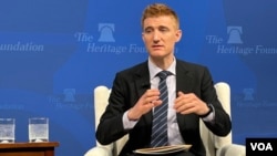 美国智库传统基金会亚洲研究中心研究员孔明尚。(2024年3月28日， 美国之音锺辰芳拍摄)