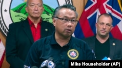 Herman Andaja, šef Uprave za vanredne situacije na ostrvu Maui na konferenciji za novinare u Vailuku