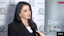 FILE - Independent Iran analyst and former Iran International TV journalist Sima Sabet speaks to VOA Persian in London, Dec. 9, 2023. (VOA Persian)