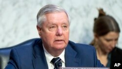 FILE - Sen. Lindsey Graham speaks during a hearing in Washington, June 13, 2023. A special grand jury that aided a Georgia election probe that ended up indicting Donald Trump and 18 others recommended charging more people, including Graham.