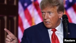 FILE - Former U.S. President Donald Trump speaks after his arraignment on classified document charges in Bedminster, New Jersey, June 13, 2023. An audio recording obtained by news organizations reveals him discussing secret documents after leaving office in 2021.