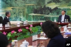 美国国务卿布林肯在访华期间与中国领导人习近平举行会谈。（2023年6月19日）