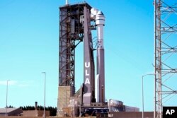 Boeing's Starliner capsule atop an Atlas V rocket stands ready for its upcoming mission at the Cape Canaveral Space Force Station, Sunday, May 5, 2024, in Cape Canaveral, Fla. Launch is scheduled for Monday evening. (AP Photo/John Raoux)
