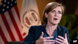 FILE - United States Agency for International Development Administrator Samantha Power speaks during an interview at USAID headquarters in Washington, Aug. 4, 2022. 