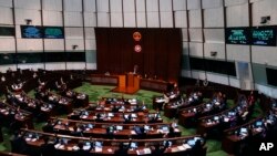 香港立法会2024年3月19日在二读《基本法》第23条立法后举手投票。