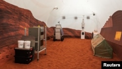 Instruments are seen inside the Mars landscape simulation area at Mars Dune Alpha, NASA's simulated Mars habitat at the Johnson Space Center in Houston, Texas, U.S. April 11, 2023. (REUTERS/Go Nakamura)