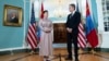 Secretary of State Antony Blinken, right, meets with Mongolian Foreign Minister Battsetseg Batmunkh at the State Department in Washington, July 23, 2024. 