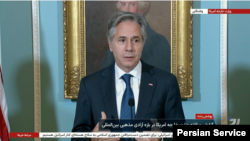 آنتونی بلینکن، وزیر امور خارجه آمریکا، در هنگام ارائه گزارش «آزادی مذهبی بین‌المللی در سال ۲۰۲۳» 