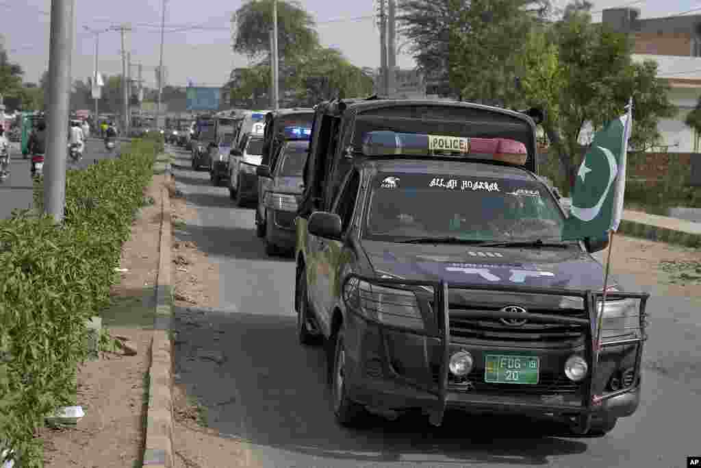 Paramilitary troops patrol after an angry Muslim mob attacked a Christian area in Pakistan on Aug. 17, 2023. 