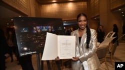 FILE - Jessica Frances Dukes at a media preview day before the 29th annual Screen Actors Guild Awards, Feb. 23, 2023, at Fairmont Century Plaza in Los Angeles. (Photo by Richard Shotwell/Invision/AP)
