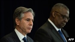 Američki državni sekretar Entoni Blinken i sekretar za odbranu Lojd Ostin u Stejt departmentu 11. aprila 2023. 