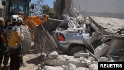 پیامد حمله جنگنده‌های روسیه به جسر الشغور، سوریه. ۲۵ ژوئن ۲۰۲۳