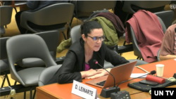 달리아 레이나르테 유엔 여성차별철폐위원회(CEDAW) 위원이 12일 스위스 제네바에서 열린 제 85차 회의 중국 심의에서 발언하고 있다.