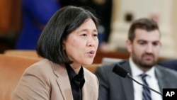 FILE - Perwakilan Dagang AS Katherine Tai di DPR AS, Washington, 24 Maret 2023.