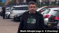 یکی از مهاجمان هوادار جمهوری اسلامی به معترضان در لندن.