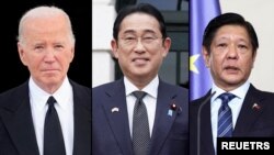 조 바이든 미국 대통령 · 기시다 후미오 일본 총리 · 페르디난드 마르코스 필리핀 대통령.