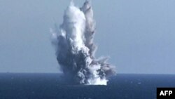 북한이 핵무인수중공격정 '해일' 수중 폭발시험을 진행했다며 지난해 3월 조선중앙통신을 통해 공개한 장면 (자료사진)
