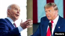 도널드 트럼프 전 대통령이 9일 노동자들에 대한 감세 방안을 밝힌 가운데, 조 바이든 대통령은 미군 전사자 묘지에 참배하면서 과거 트럼프 전 대통령과 다른 행보를 보였다. (자료사진)