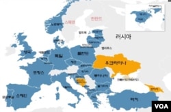 북대서양조약기구(NATO·나토) 현황. 파란색 영역이 기존 30개 회원국. 붉은 글자로 쓴 스웨덴과 핀란드가 최근 가입 절차를 밟았다. 핀란드는 지난 4월 31번째 회원국이 됐으나, 스웨덴은 튀르키예 등의 동의를 얻지 못하고 있다. 노란색 영역은 그 밖에 가입을 희망한 나라들. [클릭하시면 크게 보실 수 있습니다.]