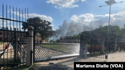 The barricade of the Kenya parliament was torn down as protesters entered the building on June 25, 2024.