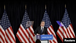 토니 블링컨 미 국무장관이 2일 핀란드 수도 헬싱키 시청에서 연설하고 있다. 