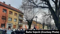 Protest na Cetinju zbog dolaska šefa skupštine Andrije Mandića, 7. marta 2024.