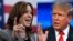 Kombinasi foto yang menunjukkan Wakil Presiden AS Kamala Harris dan mantan Presiden AS Donald Trump saaat keduanya hadir di acara yang berbeda. (Foto: AFP/Brenda Smialowski dan Andrew Caballero-Reynolds)