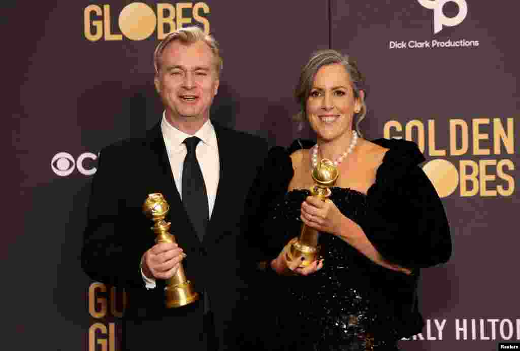 ცერემონიის მთავარი გმირები: რეჟისორი კრისტოფერ ნოლანი და პროდიუსერი ემა ტომასი (ცოლ-ქმარი). მათმა ფილმმა &quot;ოპენჰაიმერი&quot; 5 &quot;ოქროს გლობუსი&quot; აიღო,&nbsp;მათ შორის - საუკეთესო დრამატული ფილმის, საუკეთესო რეჟისორის და მამაკაცის როლის საუკეთესო შემსრულებლის.