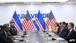 U.S. Secretary of State Antony Blinken, right, meets with Cape Verde Prime Minister Ulisses Correia e Silva at the Government Palace in Praia on Jan. 22, 2024. (Photo by Andrew Caballero-Reynolds / Pool / AFP)