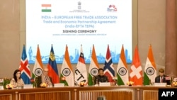 인도 수도 뉴델리에서 10일 인도와 유럽자유무역연합(EFTA) 4개 회원국 장관들이 자유무역협정을 체결했다.