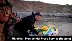 Photo from Ukrainian Presidential Press Service, Ukraine President Volodymyr Zelenskyy visits Snake Island, Ukraine marking the 500th day of Russia's invasion of his country, July 8, 2023.