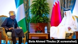 Shugaban Kasar Najeriya Bola Ahmad Tinubu da Sarkin Qatar, Mai Martaba Sheikh Tamim Bin Hamad Al-Thani 