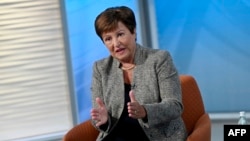 International Monetary Fund (IMF) Managing Director Kristalina Georgieva speaks during an interview with AFP at IMF headquarters in Washington, Jan. 10, 2024.