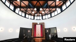 Interior view before the inauguration of the newly built synagogue in Dessau Rosslau, Germany, Oct. 22, 2023. (Hendrik Schmidt/Pool via Reuters)