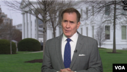 John Kirby, the White House National Security Council spokesperson, speaks to VOA in this screen grab from an interview outside the White House, March 6, 2024.