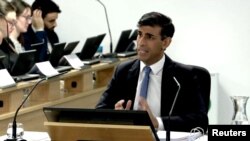 British Prime Minister Rishi Sunak gives evidence at the COVID-19 Inquiry, in London, Britain, Dec.11, 2023 in this screen grab obtained from a handout video. (UK COVID-19 Inquiry/Handout via Reuters)