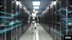 Graphic illustration of AI at work