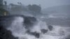 High waves are observed along the shore as Typhoon Shanshan approaches southwestern Japan in Ibusuki, Kagoshima Prefecture, Aug. 28, 2024, in this photo taken by Kyodo. 