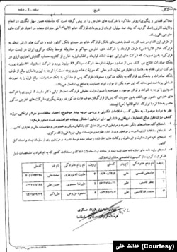 مستندات قضایی افشا شده توسط گروه هکری عدالت علی که در اختیار صدای آمریکا قرار گرفته است