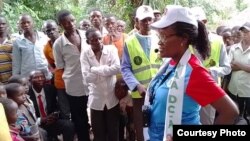 Gisele Tshilengi, cadre de l'Alliance pour les Actions de Développement du Congo, lors de sa campagne électorale en 2023.