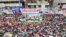 Leaders and supporters of the opposition Bangladesh National Party and its allies assemble in Dhaka, July 12, 2023, demanding the resignation of Prime Minister Sheikh Hasina and installation of a neutral caretaker government. (K.M. Nazmul Haque/VOA) 