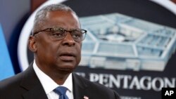 U.S. Secretary of Defense Lloyd Austin speaks at the Pentagon near Washington, July 18, 2023.